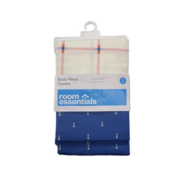 Room Essentials Other - Room Essentials Body Pillow Covers - Multicolor White/blue - 20 x 50 in- 2Pk New